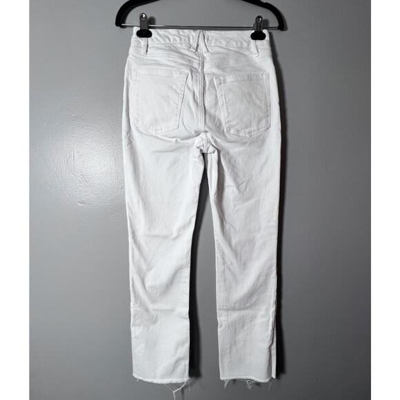 Good American Women’s 4/27 Good Straight White Jeans Raw Hem High Rise Stretch - Picture 2 of 10
